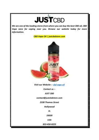 CBD Vape Oil justcbdstore.com