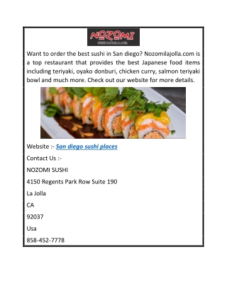 San diego sushi places   Nozomilajolla.com