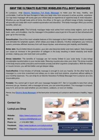 Shop The Ultimate Electric Noiseless Full Body Massager
