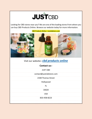 CBD Products Online | Justcbdstore.com