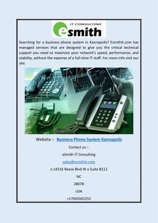 Business Phone System Kannapolis | Esmithit.com