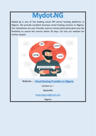 Cloud Hosting Providers in Nigeria | Mydot.ng