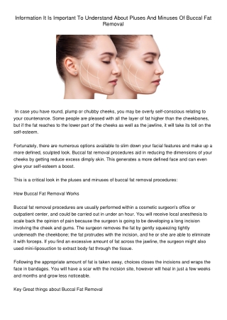 InformationItIsImportantToUnderstandAboutPlusesAndMinusesOfBuccalFatRemoval