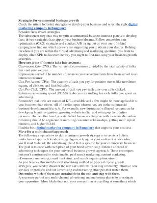 Strategies for commercial business growth