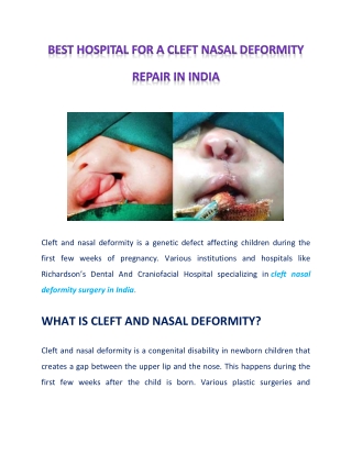 Best Hospital for a Cleft Nasal Deformity Repair in India
