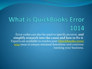 What is QuickBooks Error 1014