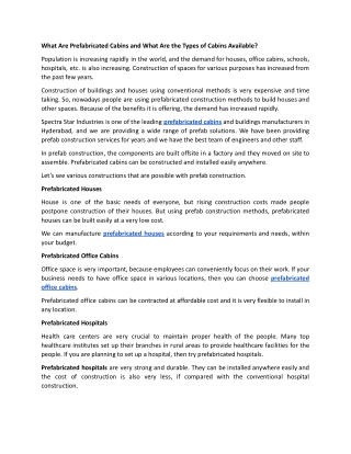 What Are Prefabricated Cabins and What Are the Types of Cabins Available.docx