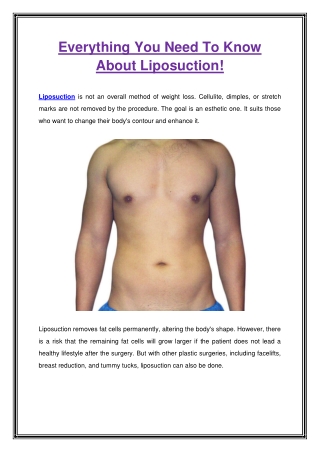 Everything You Need To Know About Liposuction!