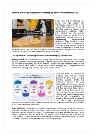 How to choose best housekeeping services