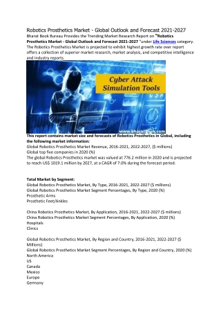 Robotics Prosthetics Market - Global Outlook and Forecast 2021-2027
