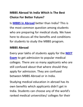 MBBS Abroad Vs India Which Is The Best Choice For Better Future