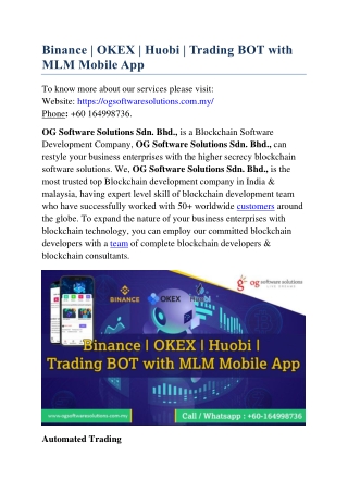Binance -OKEX - Huobi - Trading BOT with MLM Mobile App-converted