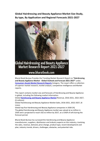 Global Hairdressing and Beauty Appliance Market Research Report 2021-2027