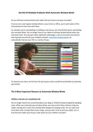 Get Rid Of Multiple Problems With Automatic Window Blinds