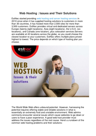 Web Hosting - Issues and Their Solutions