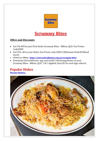 5% Off - Scrummy Bites Indian Menu Milton, QLD