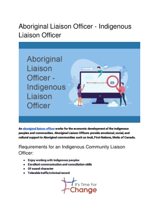 Aboriginal Liaison Officer-ItsTimeForChange