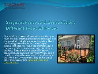 Sargeant Fence And Construction Different Types Of Fences