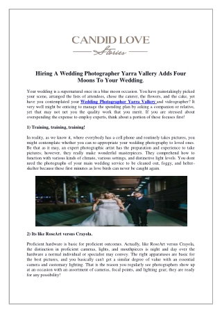 Hiring A Wedding Photographer Yarra Vallery Adds Four Moons To Your Wedding