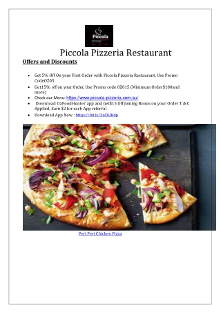 5% off - Piccola Pizzeria Restaurant Menu - Wattle Grove, NSW