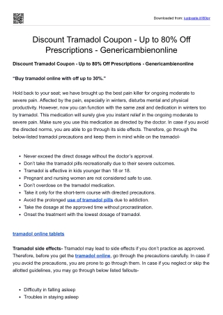 Discount Tramadol Coupon - Up to 80% Off Prescriptions - Genericambienonline