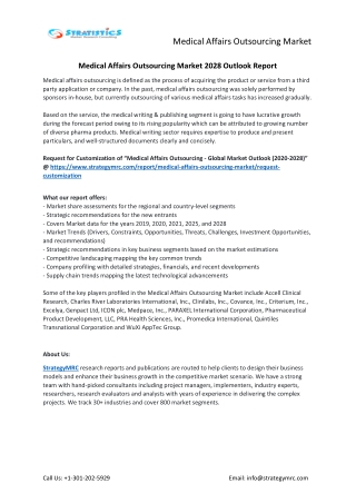 Medical Affairs Outsourcing Market Forecasts to 2028