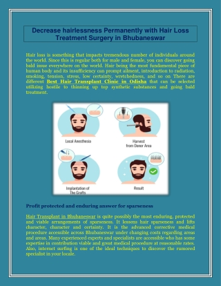 Decrease hairlessness Permanently with Hair Loss Treatment Surgery in Bhubaneswar