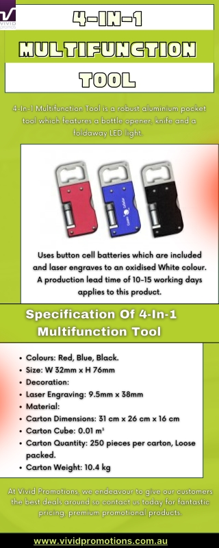 Shop 4-In-1 Multifunction Tool From Vivid Promotions Australia!