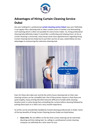 Advantages of Hiring Curtain Cleaning Service Dubai