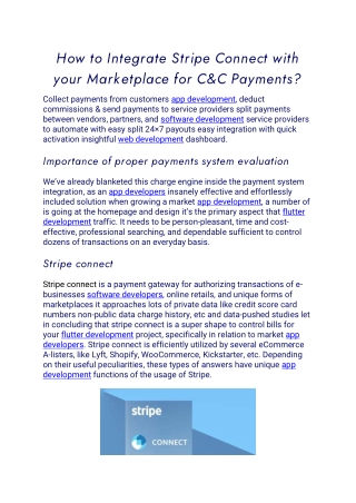 How to Integrate Stripe Connect with your Marketplace for C&C Payments