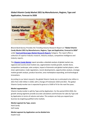 Global Vitamin Candy Market Research Report 2021-2026