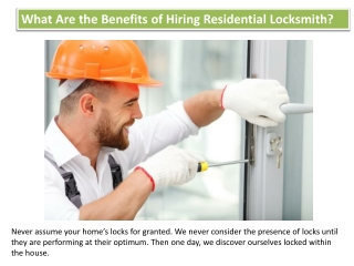 What Are the Benefits of Hiring Residential Locksmith