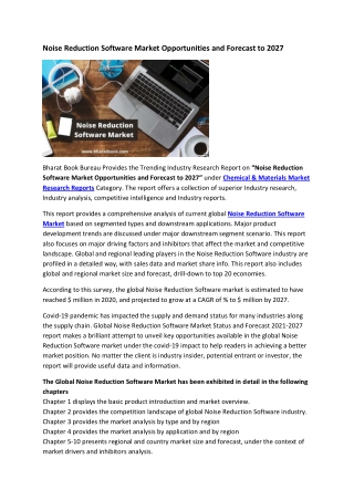 Noise Reduction Software Market Opportunities and Forecast to 2027
