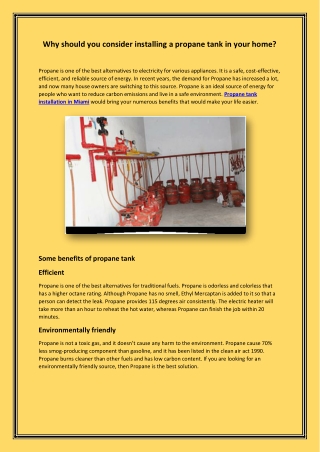 Why should you consider installing a propane tank in your home
