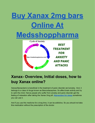 Buy Xanax 2mg bars Online At Medsshoppharma