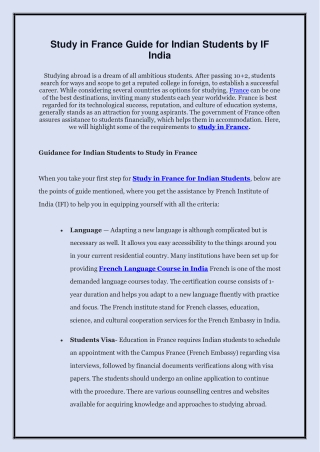 Study in France Guide for Indian Students by IF India