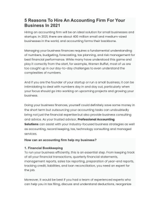 5 Reasons To Hire An Accounting Firm For Your Business In 2021