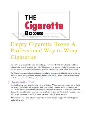 Empty Cigarette Boxes A Professional Way to Wrap Cigarettes