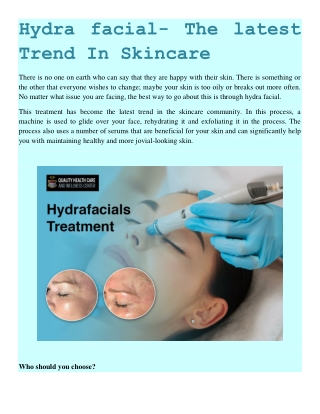 Hydra facial- The latest Trend In Skincare