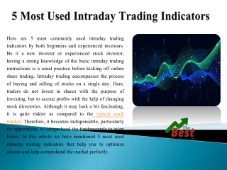 5 Most Used Intraday Trading Indicators