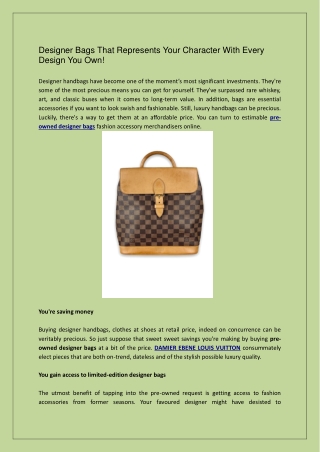 Designer Bags That Represents Your Character With Every Design You Own!