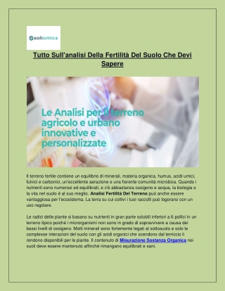 Analisi Fertilità Del Terreno - Soliomics