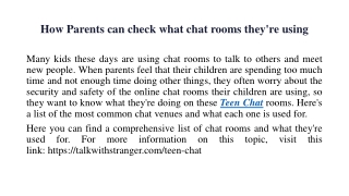 How parents can check what chat rooms they're using