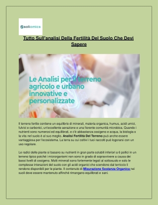 Analisi Fertilità Del Terreno - Soliomics