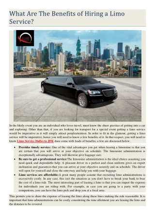 What Are The Benefits of Hiring a Limo Service