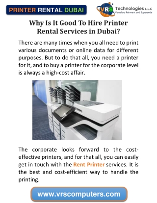 Why Is It Good To Hire Printer Rental Services in Dubai