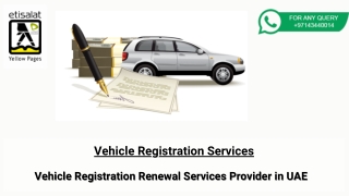 Vehicle Registration Renewal Services Provider in UAE