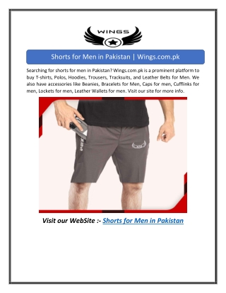 Shorts for Men in Pakistan | Wings.com.pk