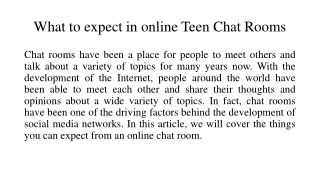 What to expect in online chat rooms