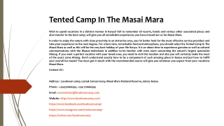 Tented Camp In The Masai Mara